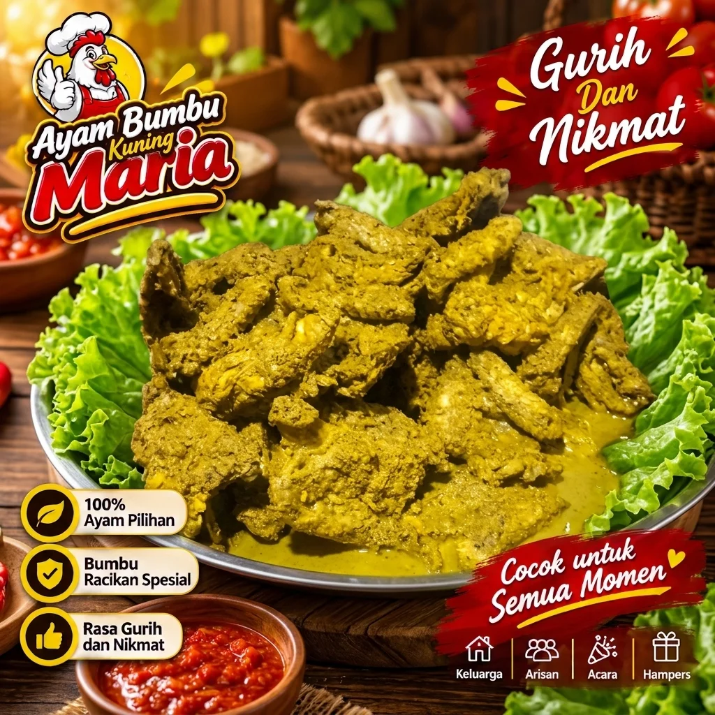 Ayam Bumbu Kuning Maria - ayam pilihan dengan bumbu kuning racikan spesial, gurih dan nikmat